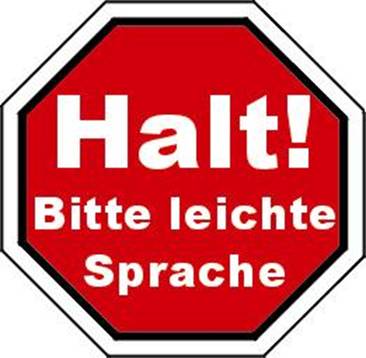 rot-weies Stoppzeichen mit der Aufschrift 'Halt! bitte leichte Sprache'